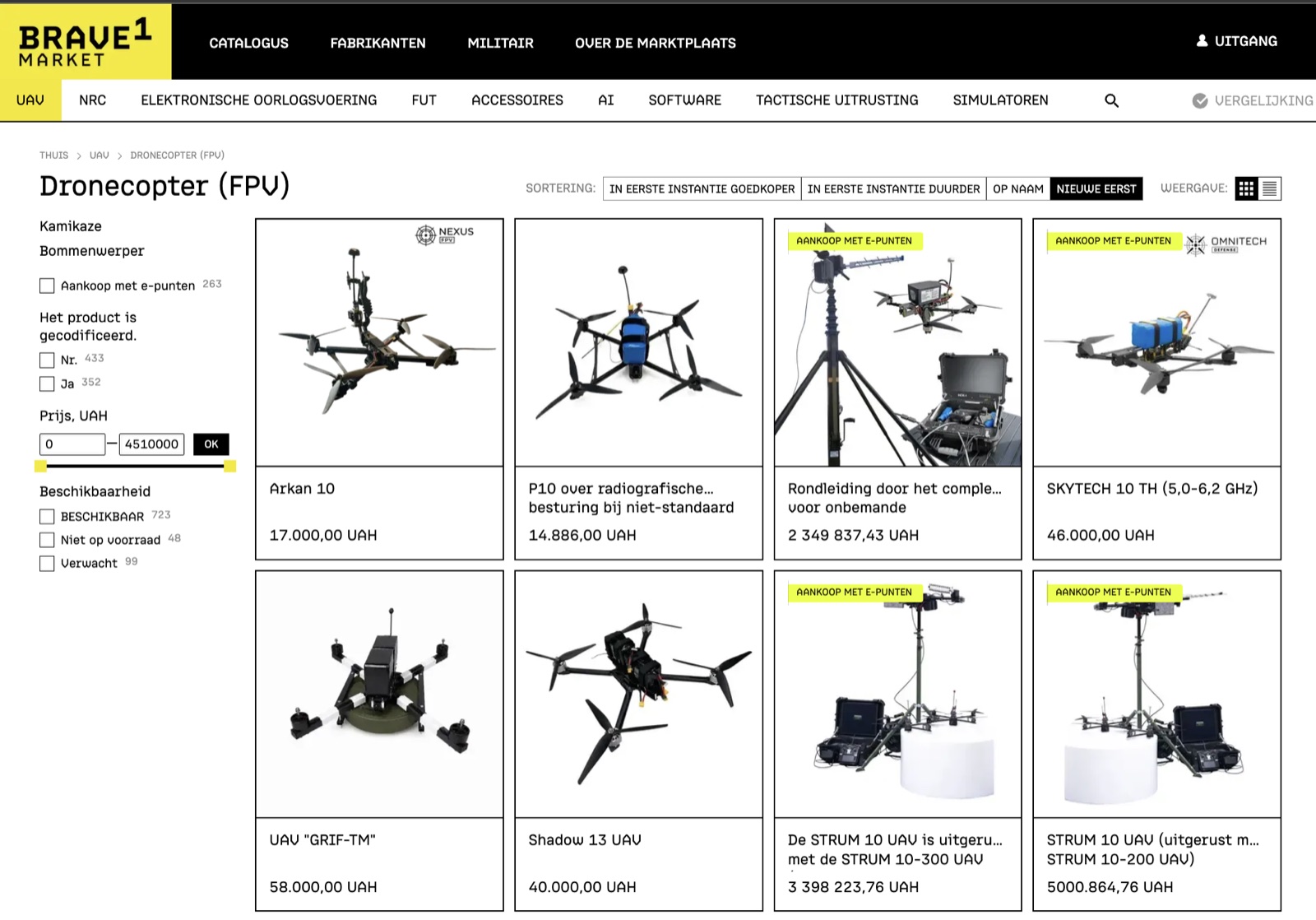 BRAVE1 Market: de Oekraïense marktplaats waar eenheden met punten drones bestellen